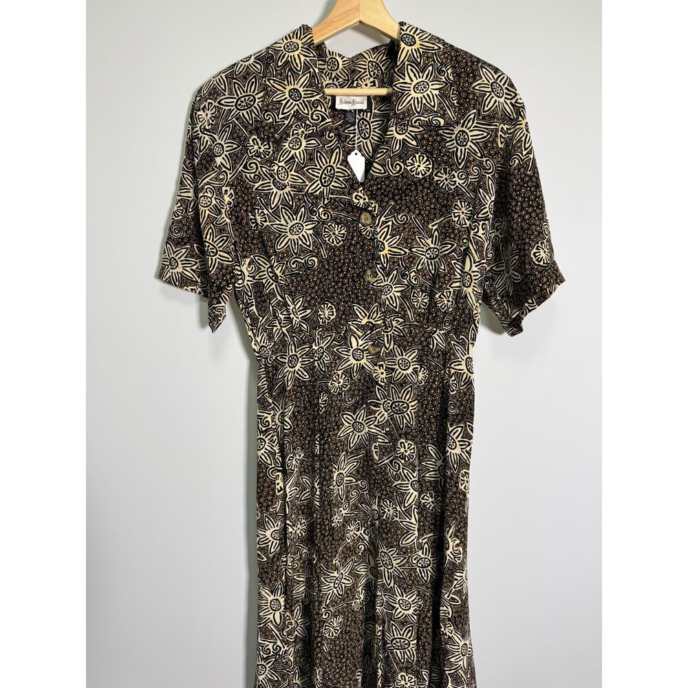 Vintage Neiman Marcus Gillian 100% Silk Midi Dress Size 8 - Picture 2 of 9